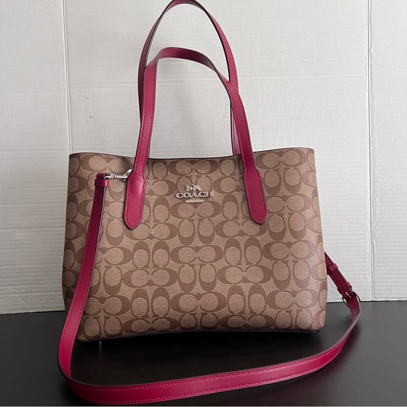 Coach Avenue Carryall pocketbook with two handles and straps pink and brown - Picture 1 of 10
